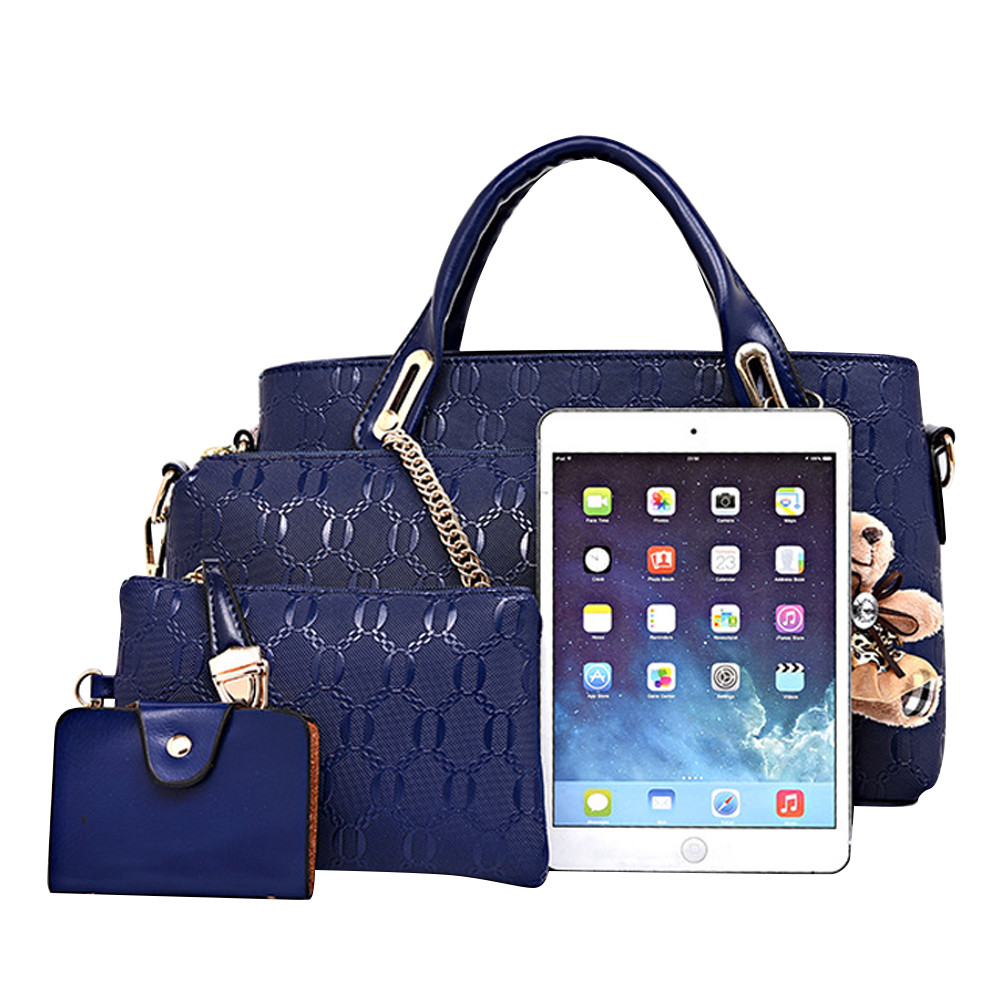 4Pcs/Set Women Lady Leather Handbags Messenger Shoulder Bags Tote Satchel Purse