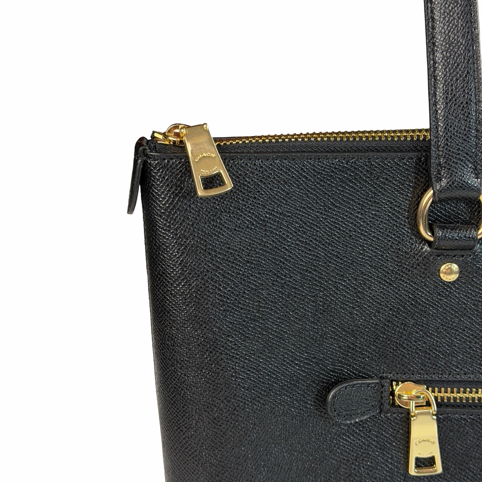 COACH GALLERY TOTE Black Crossgrain Leather Gold Hardware F79608 NWT $350