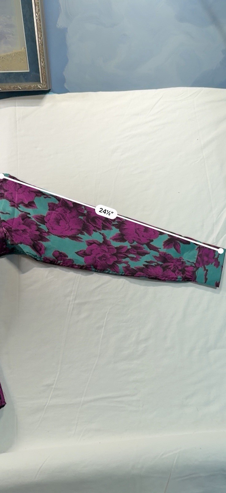 Barry Wang Men’s Teal Purple Dress Shirt Shiny Floral Button Up Small NWOT C68