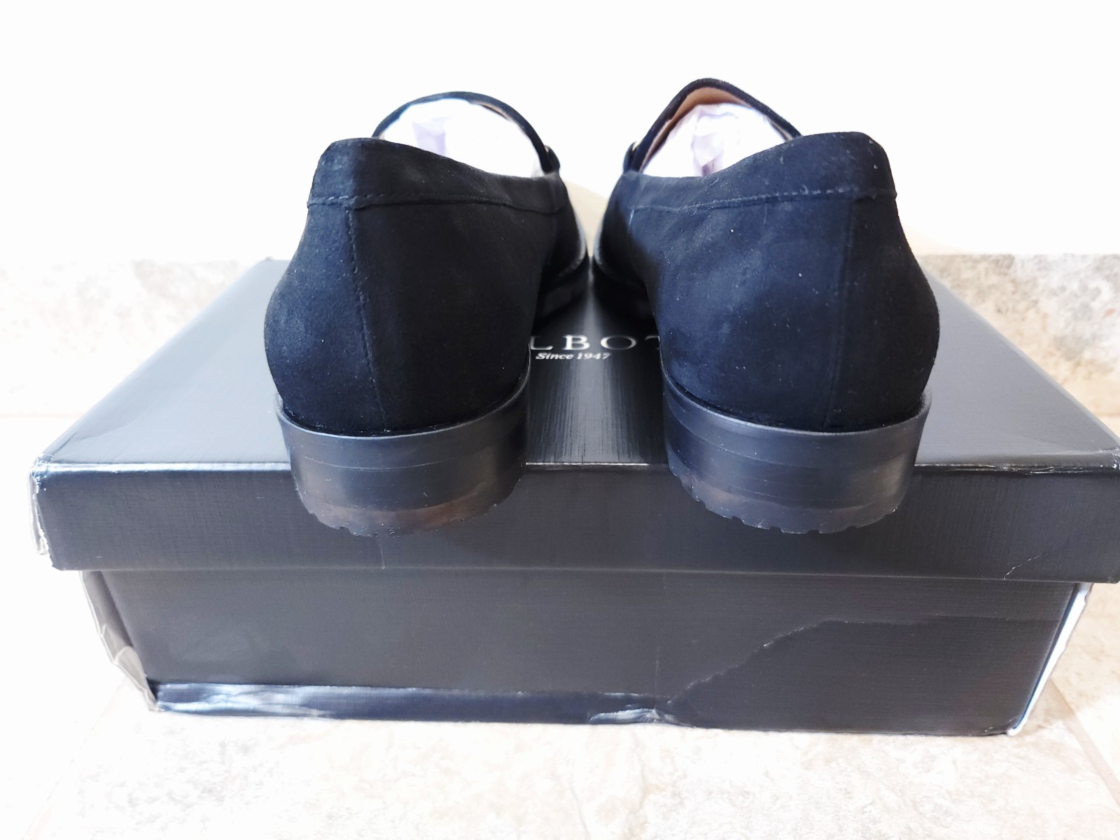 Talbots Cassidy Tassel Womens Loafers Slip-On Black Suede Lug Sole 7.5 M NIB NEW
