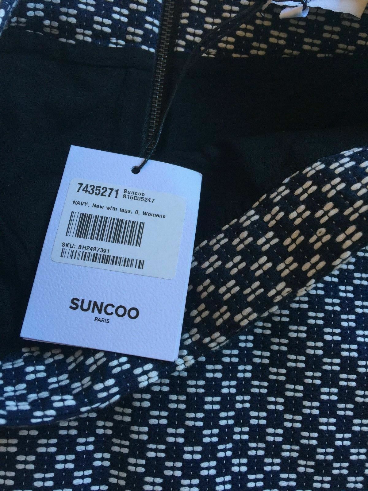 NWT NEW Suncoo Womens Florette Black White Skirt T0 MARINE FAUVE