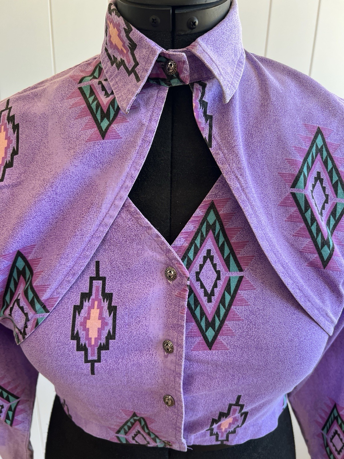 Vintage 90s Wrangler Authentic Western Apparel Aztec Purple Size M Western Wear