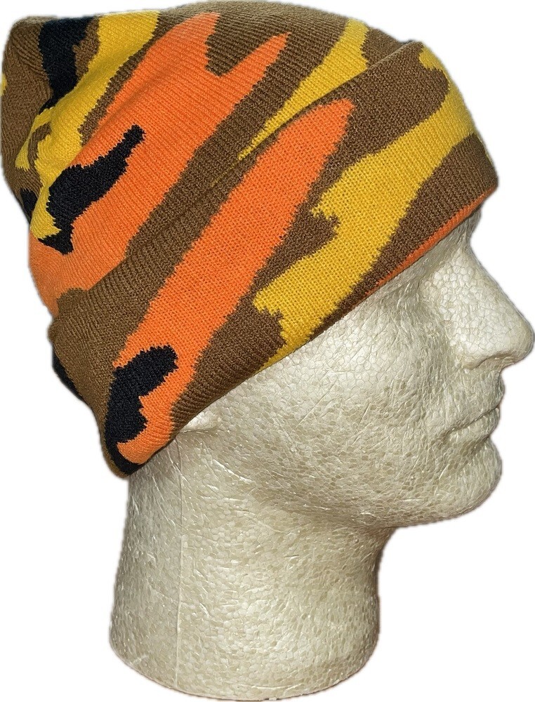 Beanie Stocking Cap Knit Hunting Military Camo Camouflage Orange Black Yellow