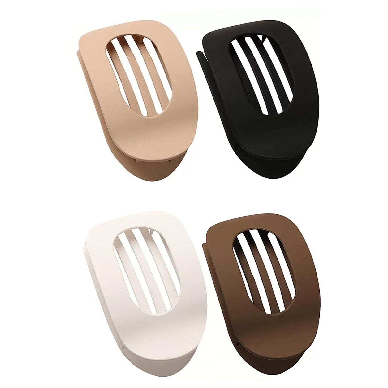 4 Pcs Flat Hair Clips-Round 4 Count (Pack of 1), Black, Brown, Beige, White