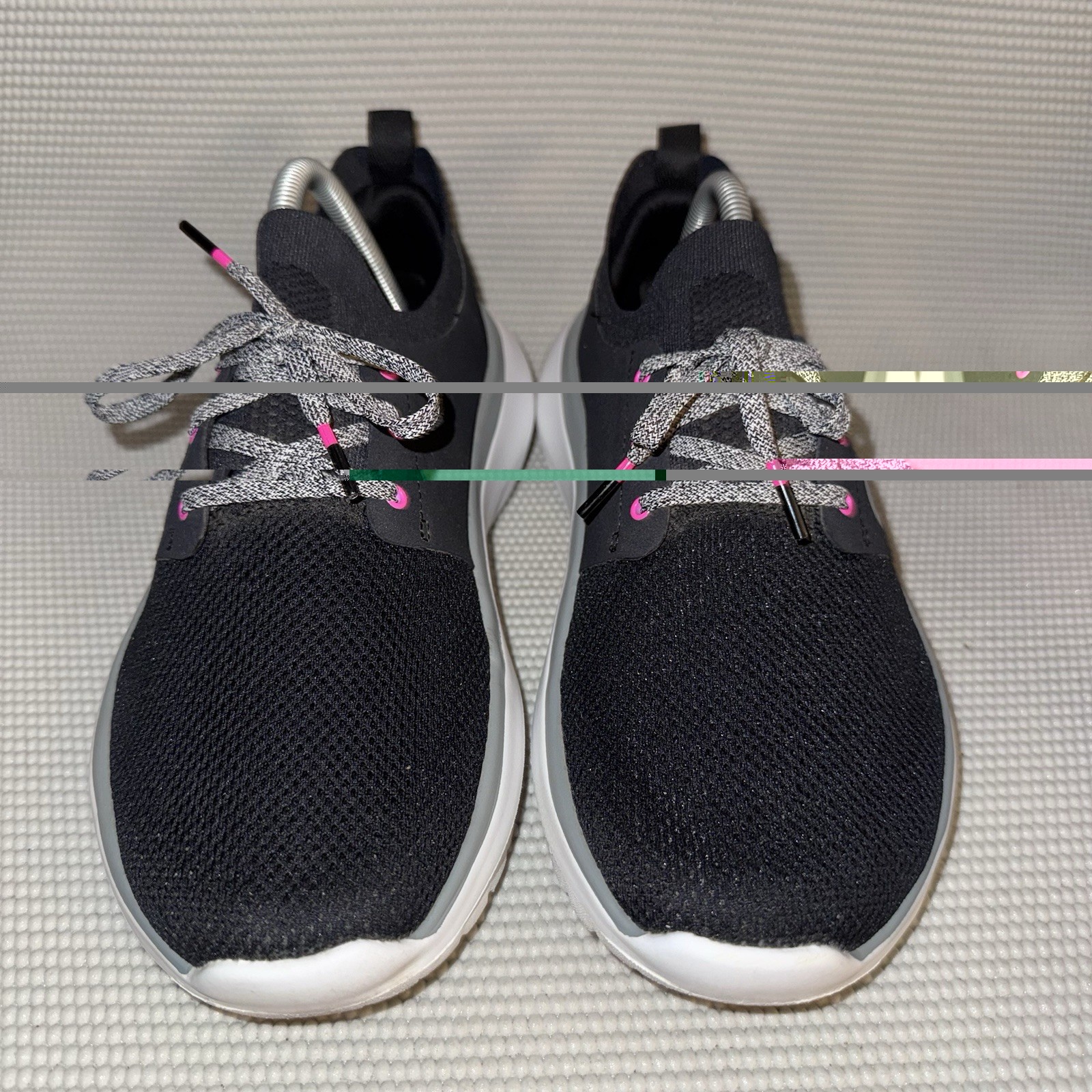 OOFOS OOmy Stride Recovery Black Mesh Pink Comfort Sneakers Shoes Women Size 10