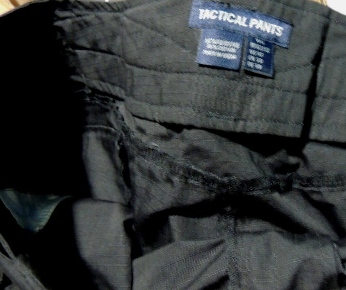 Mens Size 42 Black Tactical Pants Polyester/Cotton Multi 10 Pockets Adjustable