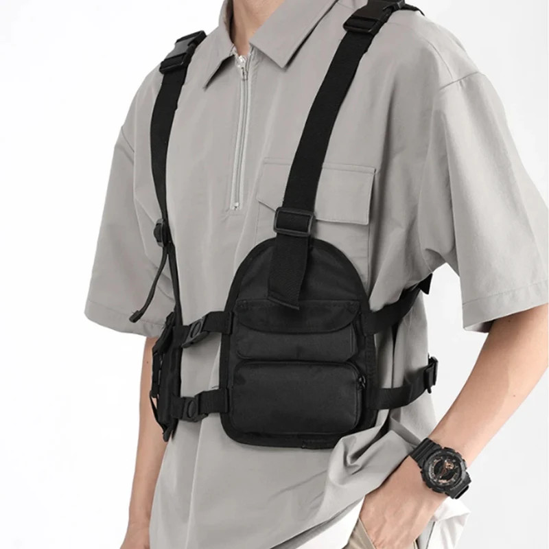 Functional Tactical Chest Bag Exercise Travel Vest Pack Oxford Cloth Vest Storag