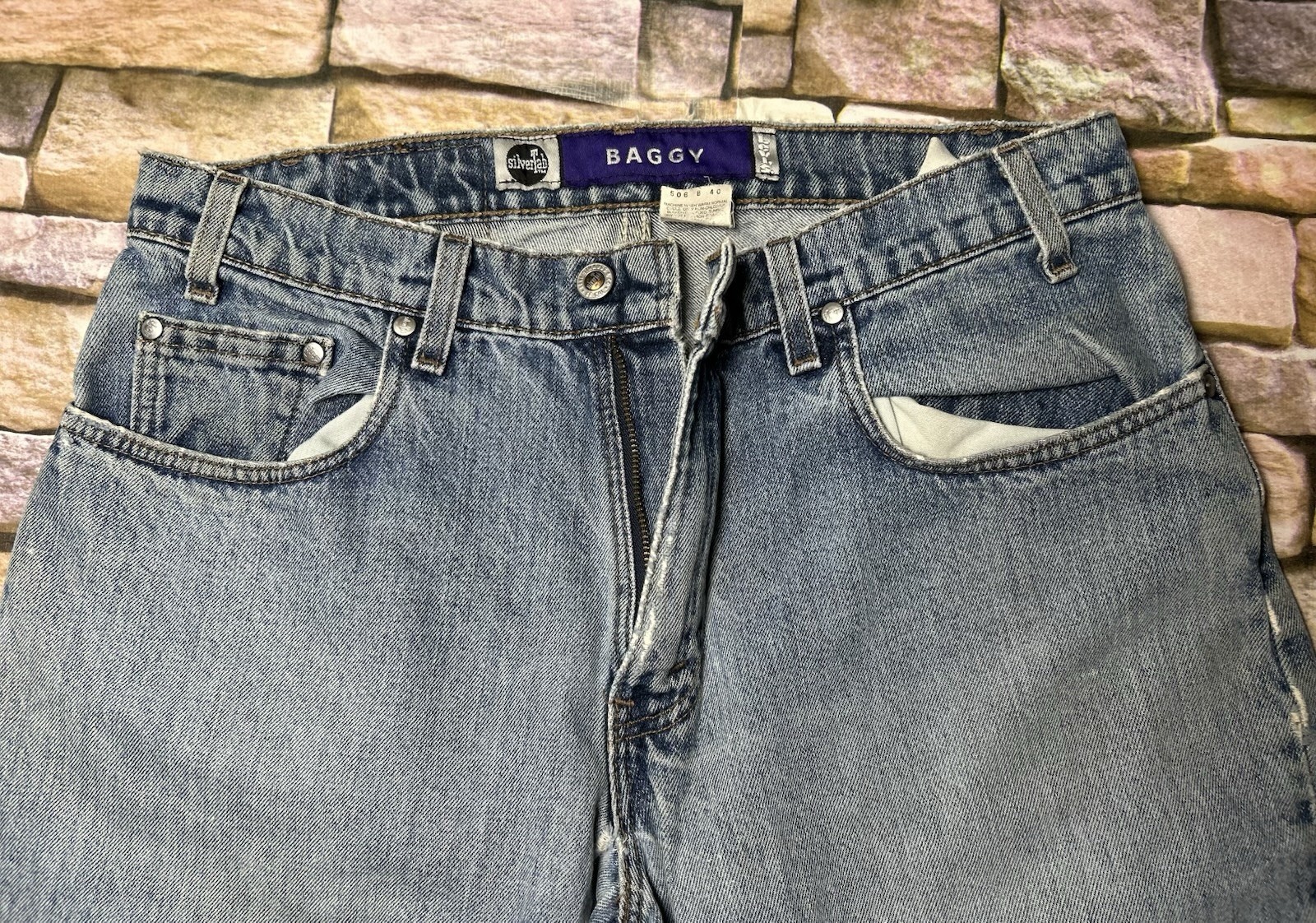 Vintage Levi’s SilverTab Jeans BAGGY 32×30 USA Paint Splatter Grunge Y2K