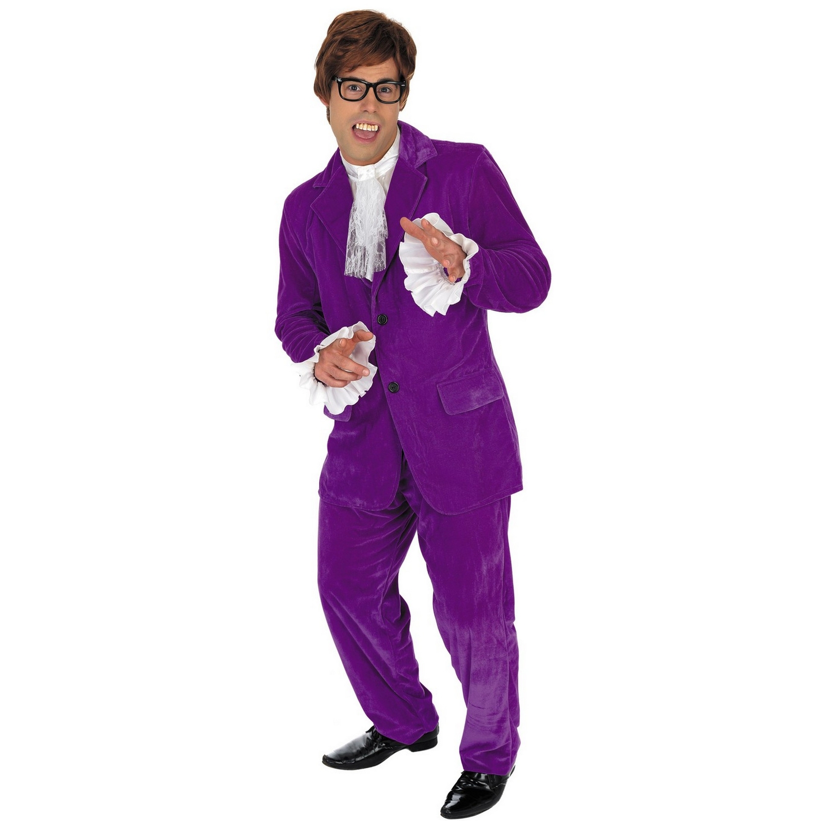 Mens 60s Purple Gigolo Costume Adult Groovy Spy TV Star Fancy Dress M L XL