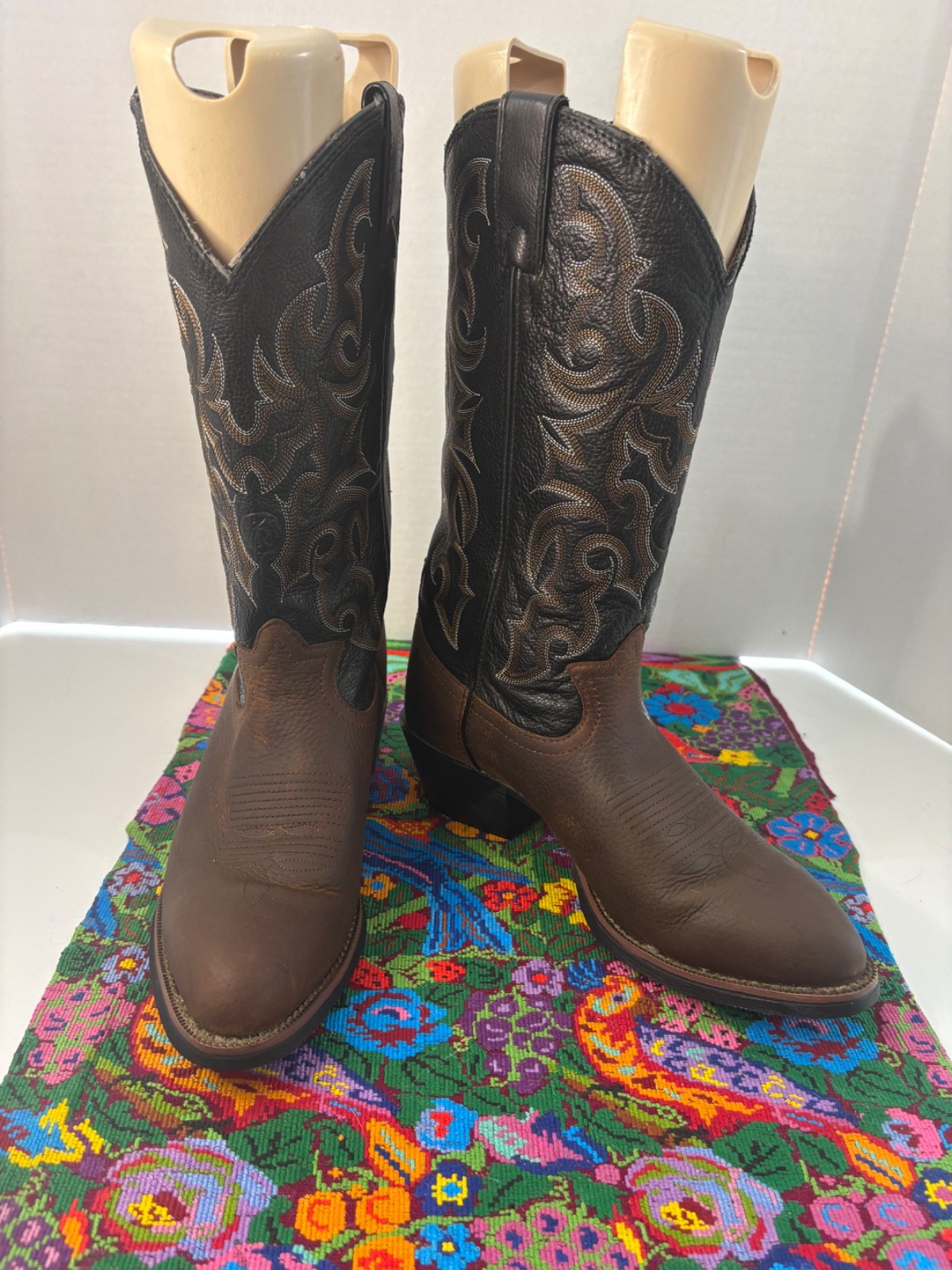 TONY LAMA RR400J Men’s Brown Bullhide Leather Rodeo Cowboy Boots 9EE EUC