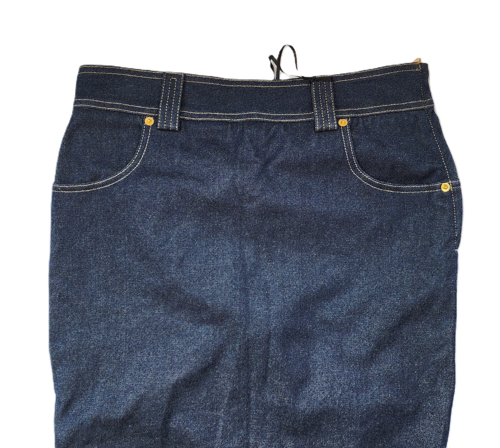 $2995 Designer VERSACE Women’s Indigo Gold Stitching Medusa Long Denim Skirt 40