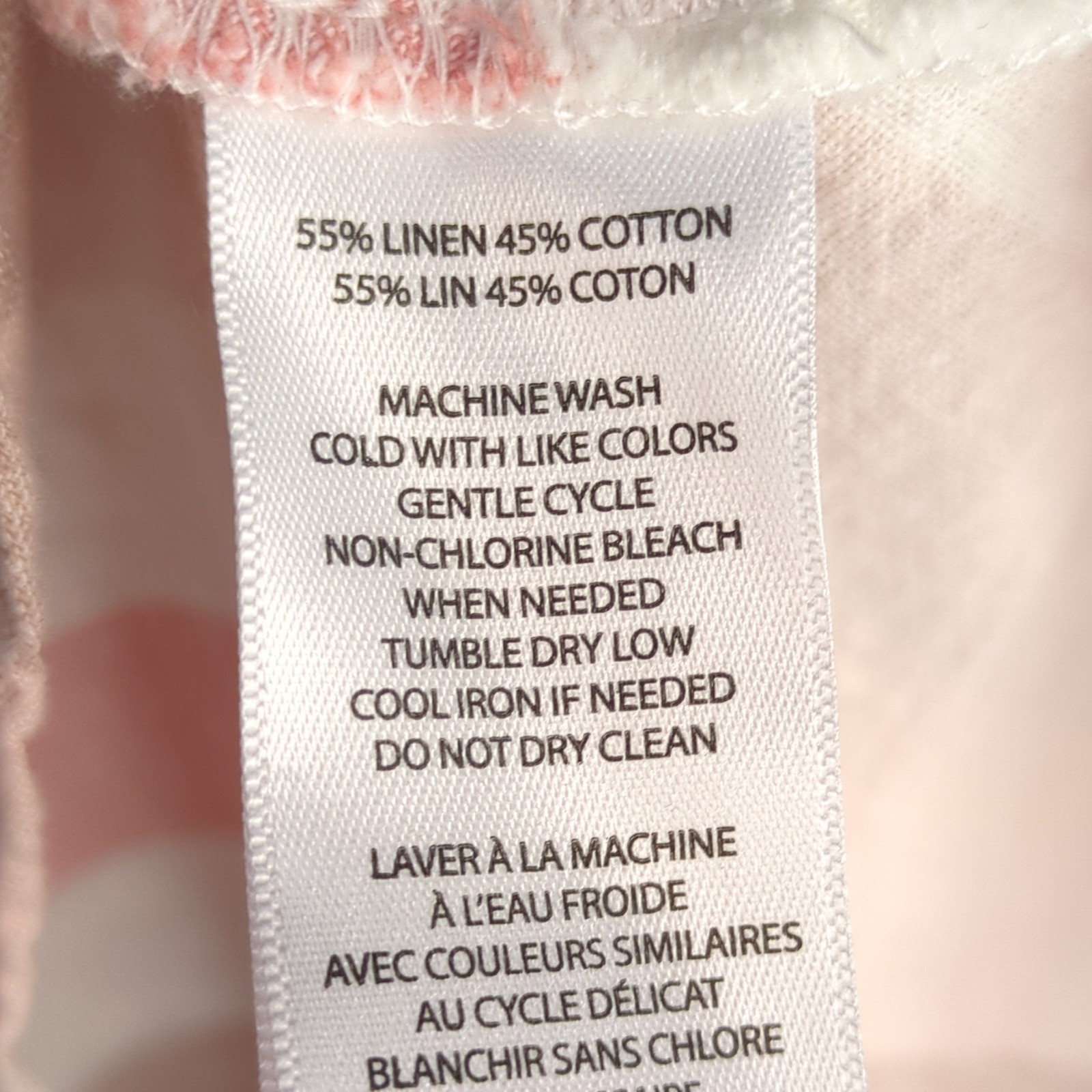 beachlunchlounge Pink Brown Striped Feminine Linen Blend Blouse L