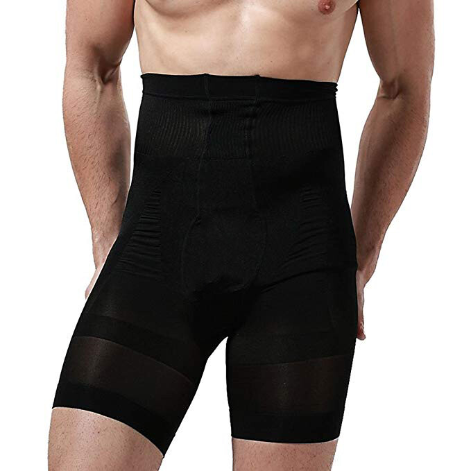 Men’s Compression Leggings Pants High Waist Shorts Shaping Thigh Butt Underpants