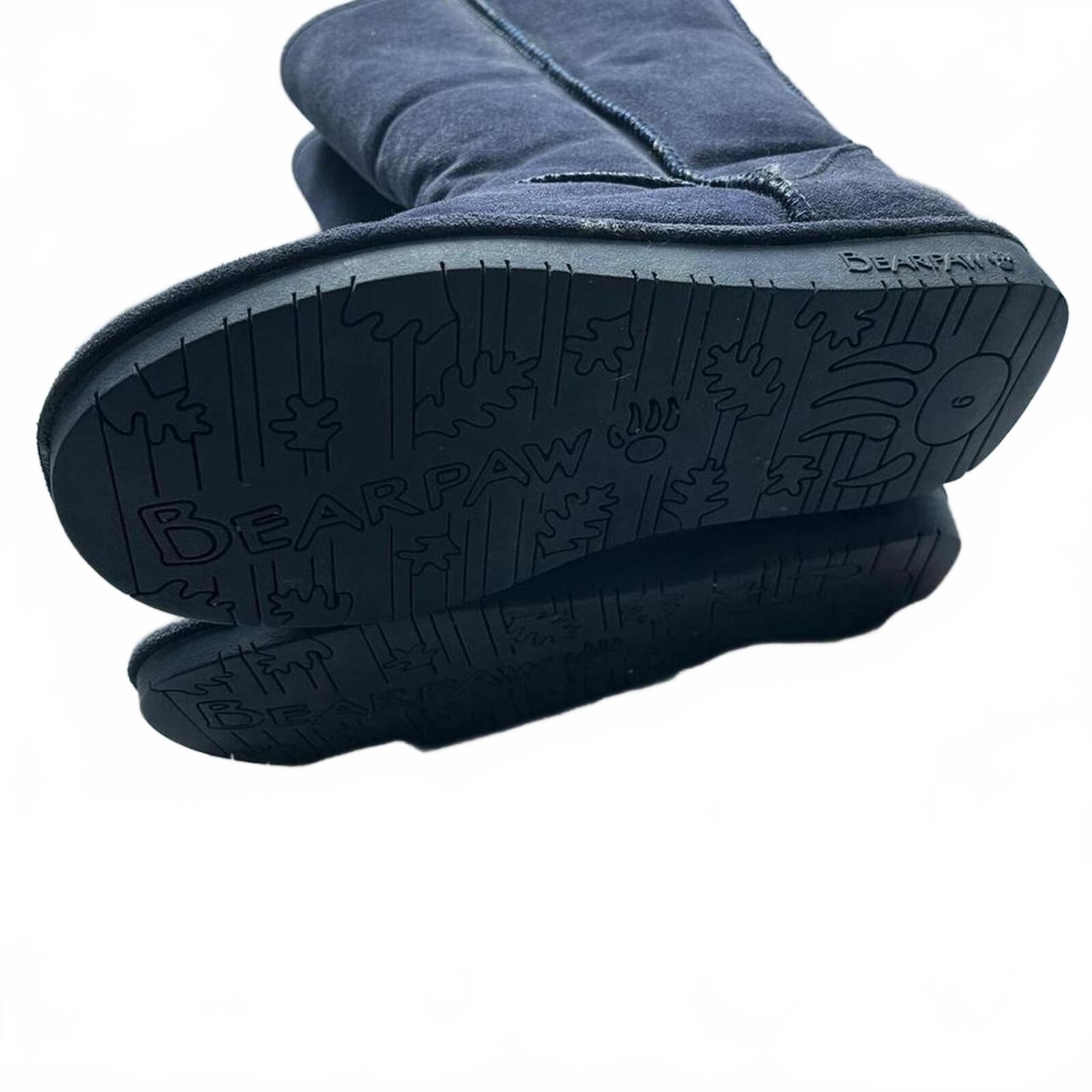 Navy Blue Faux Suede Bearpaw Tall Fleece Lines Boots