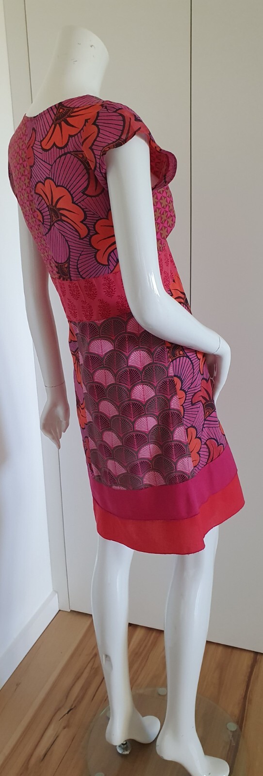 Boom Shankar Sz 8 Dress S/Sleeve Boho Printed 100% Cotton