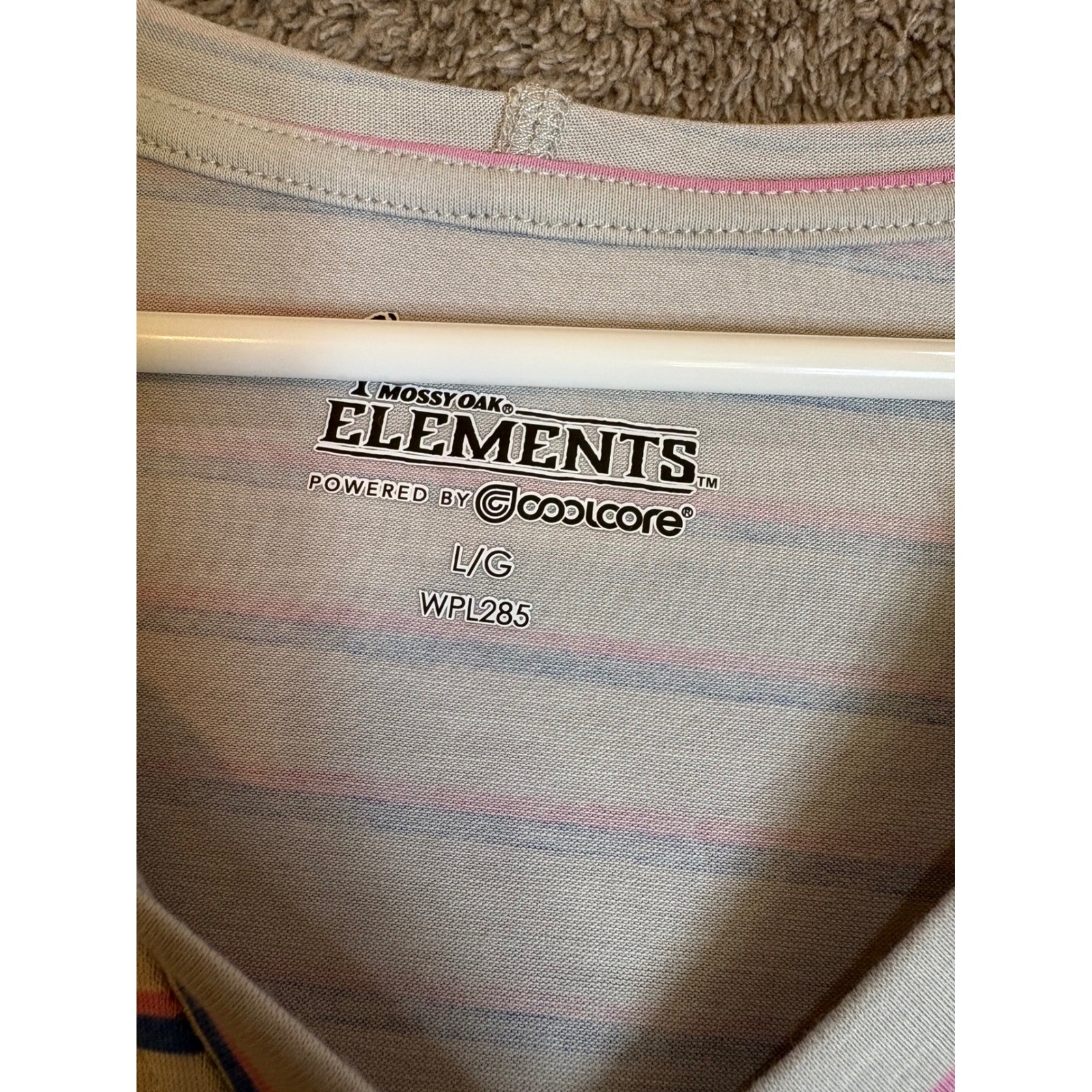 Mossy Oak Elements Women’s Long Sleeve Striped Hooded Shirt Sun Protection L/G