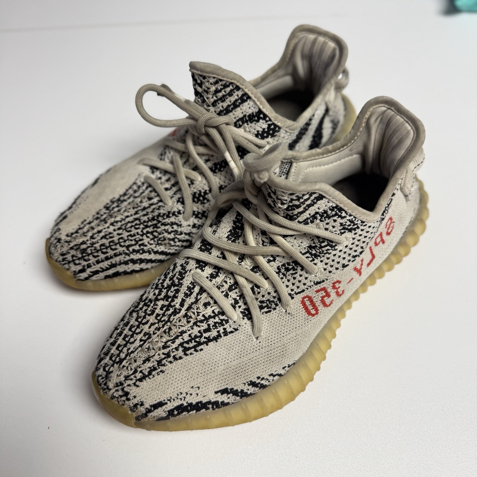 Adidas Yeezy Boost 350 V2 Zebra Primeknit White Black Sneakers Mens 7.5 USED
