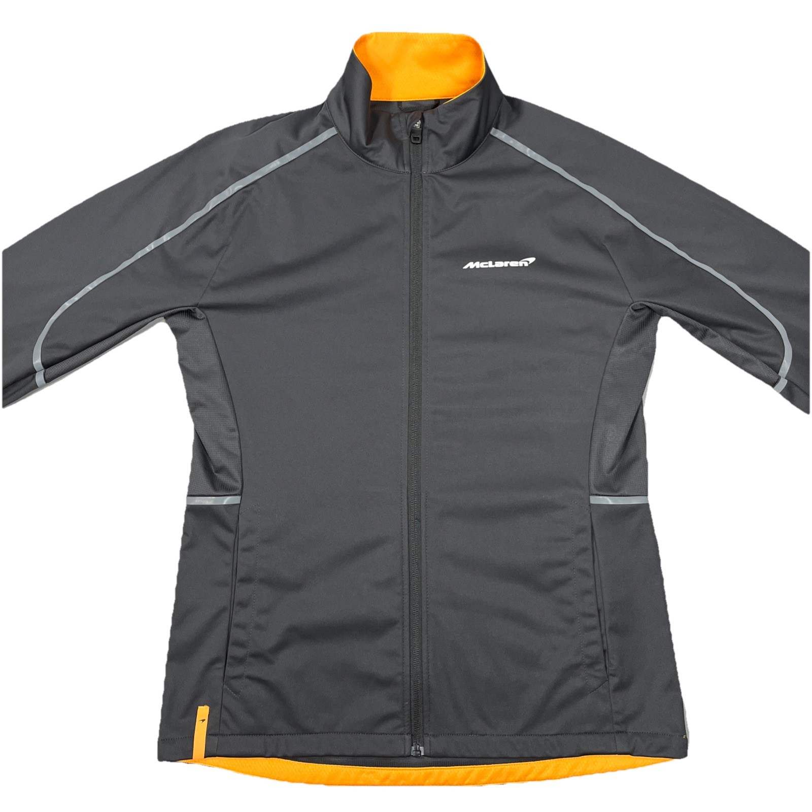 Mclaren Womens Full Zip Charcoal Orange Softshell Racer Drive Jacket US Medium