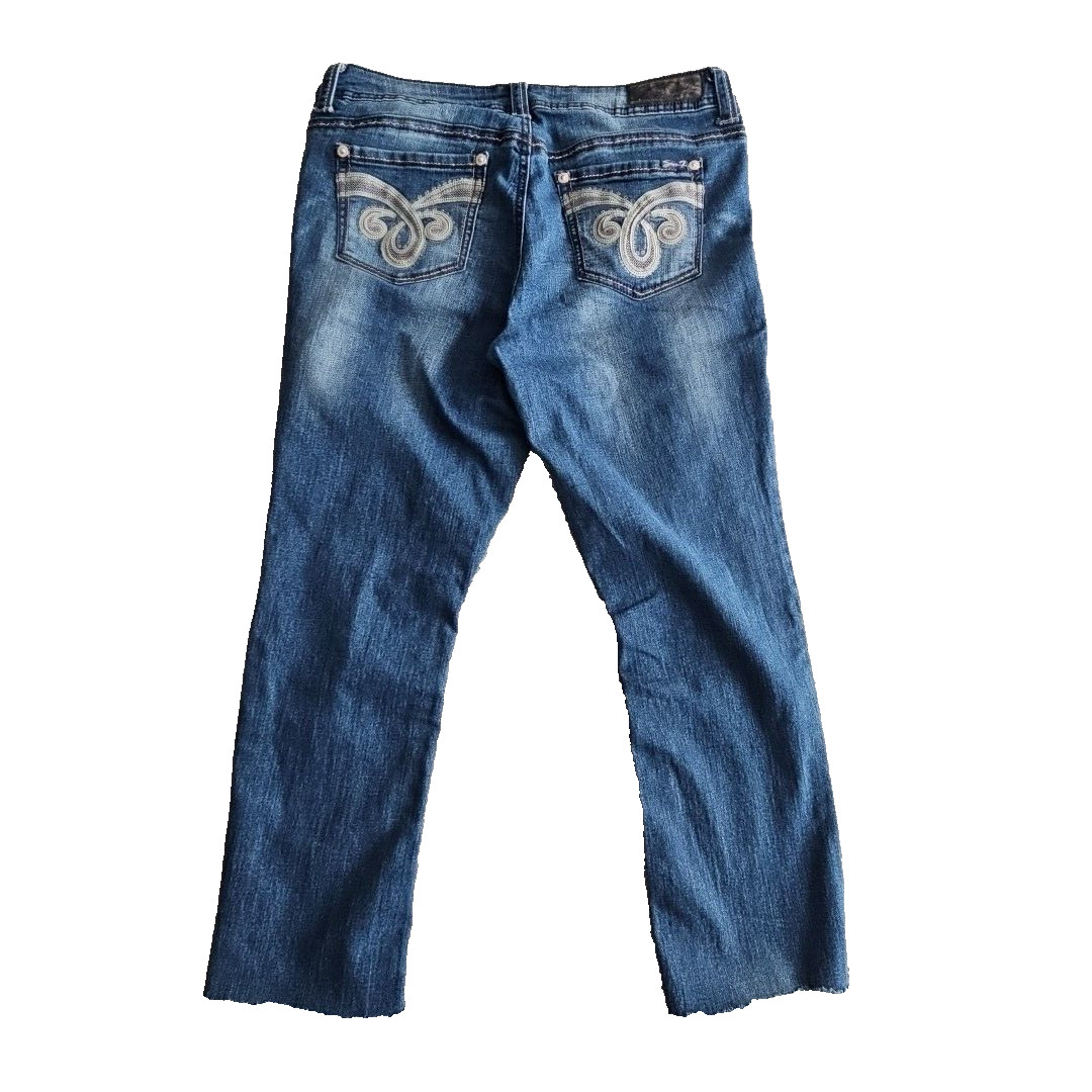 Seven7 Jeans Women’s Size 14 (32×26) Blue Slim Boot Embroidered Pockets