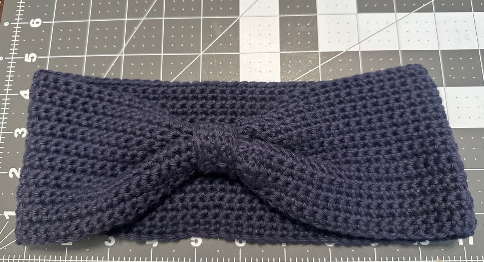 Handmade Navy Bow Crochet Headband/ Ear warmer