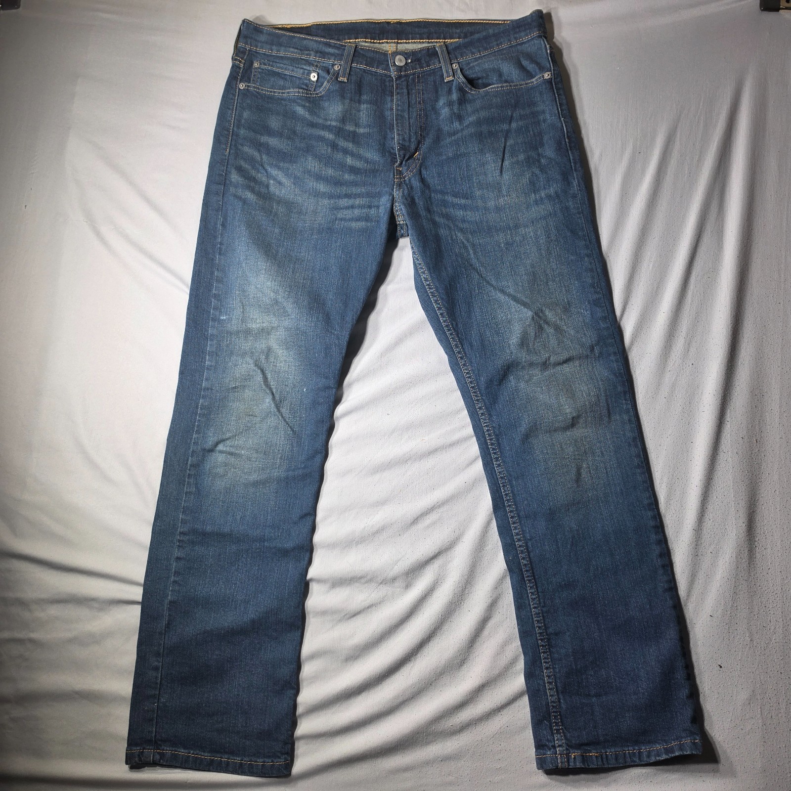 Levi’s 513 Mens 34×30 Slim Straight Jeans Medium Wash Blue Stretch Denim Jean