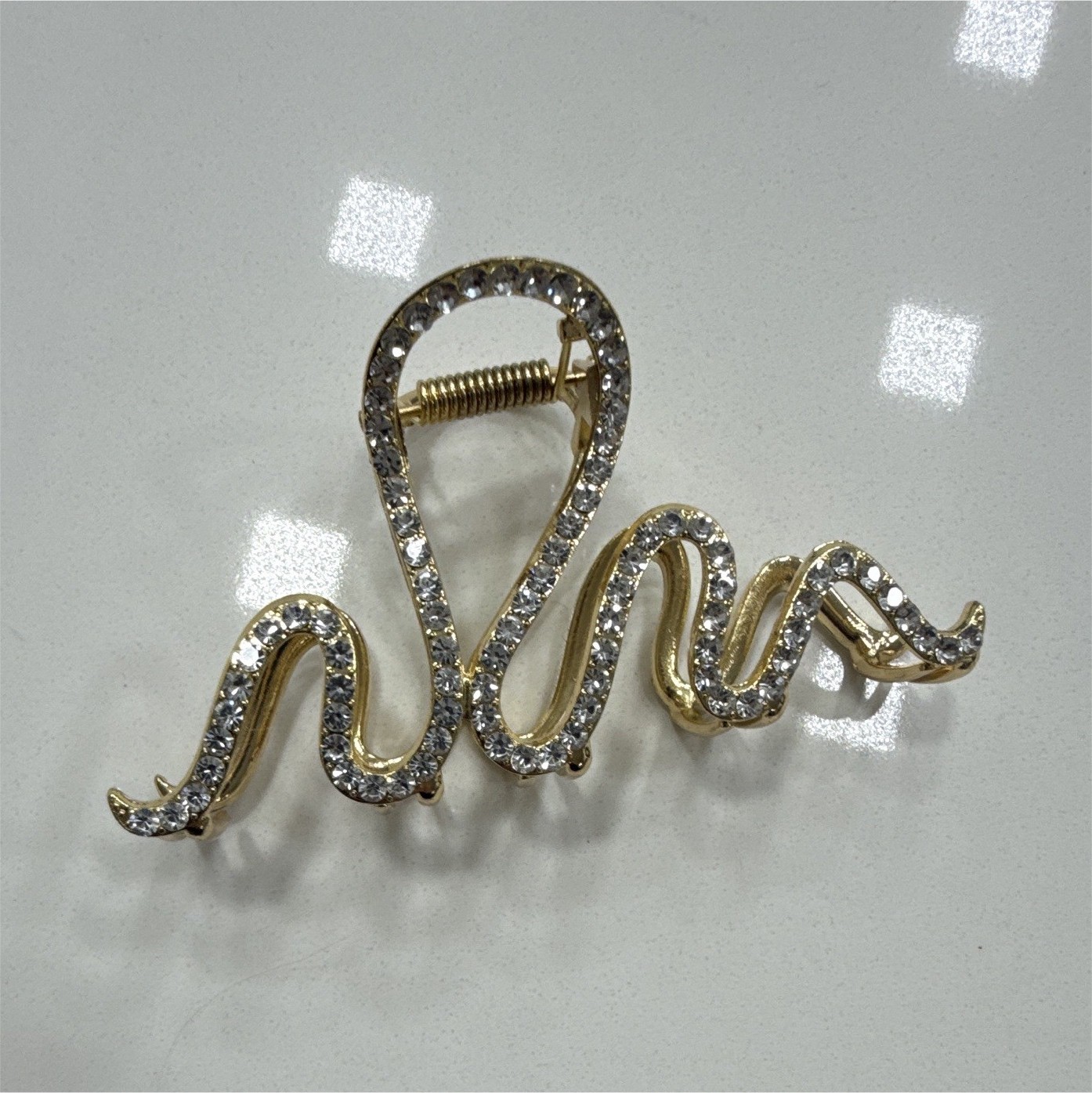 Gold Tone Rhinestone Snake Hair Claw Clip Non-Slip Metal Women Unisex