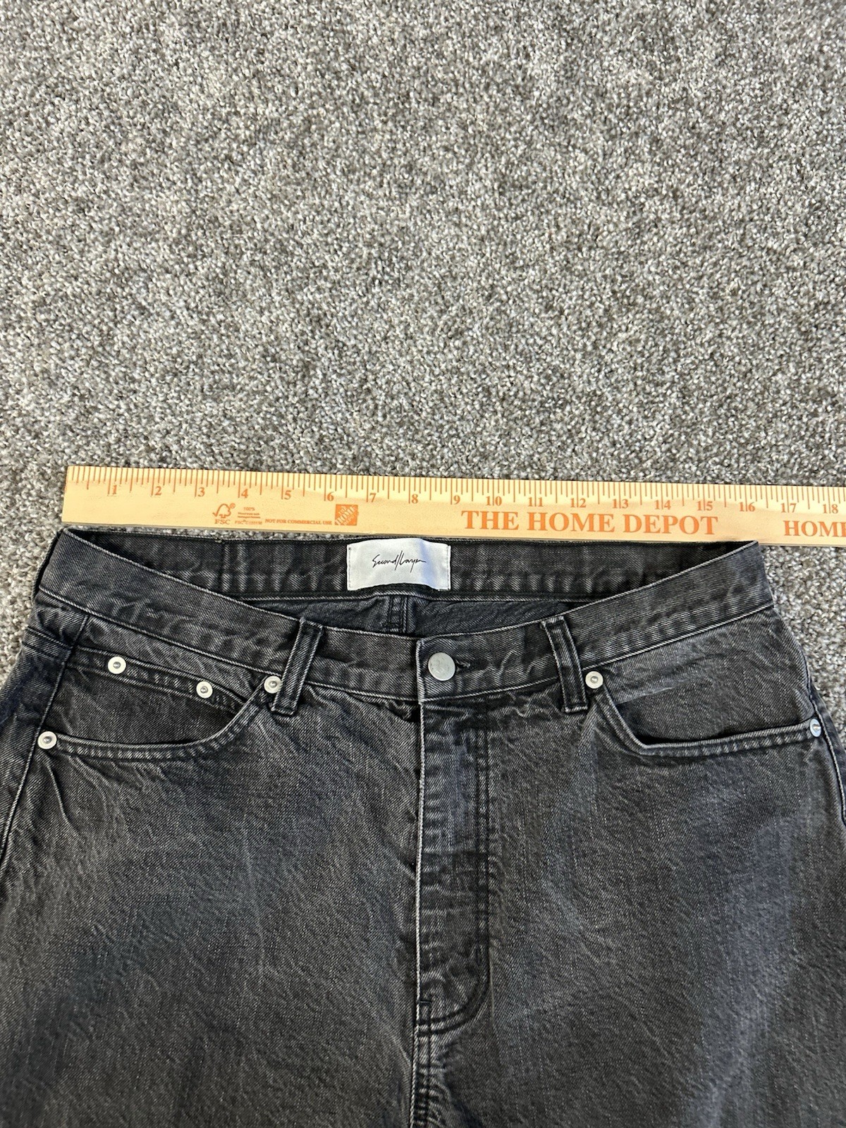 Second/Layer Frayed Hem Selvedge Denim Men’s Jeans 34 x 25 Black Washed