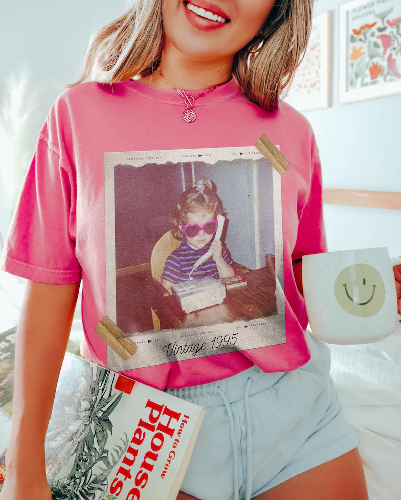 Custom Vintage Photo Year Comfort Tee Personalized Shirt Gift