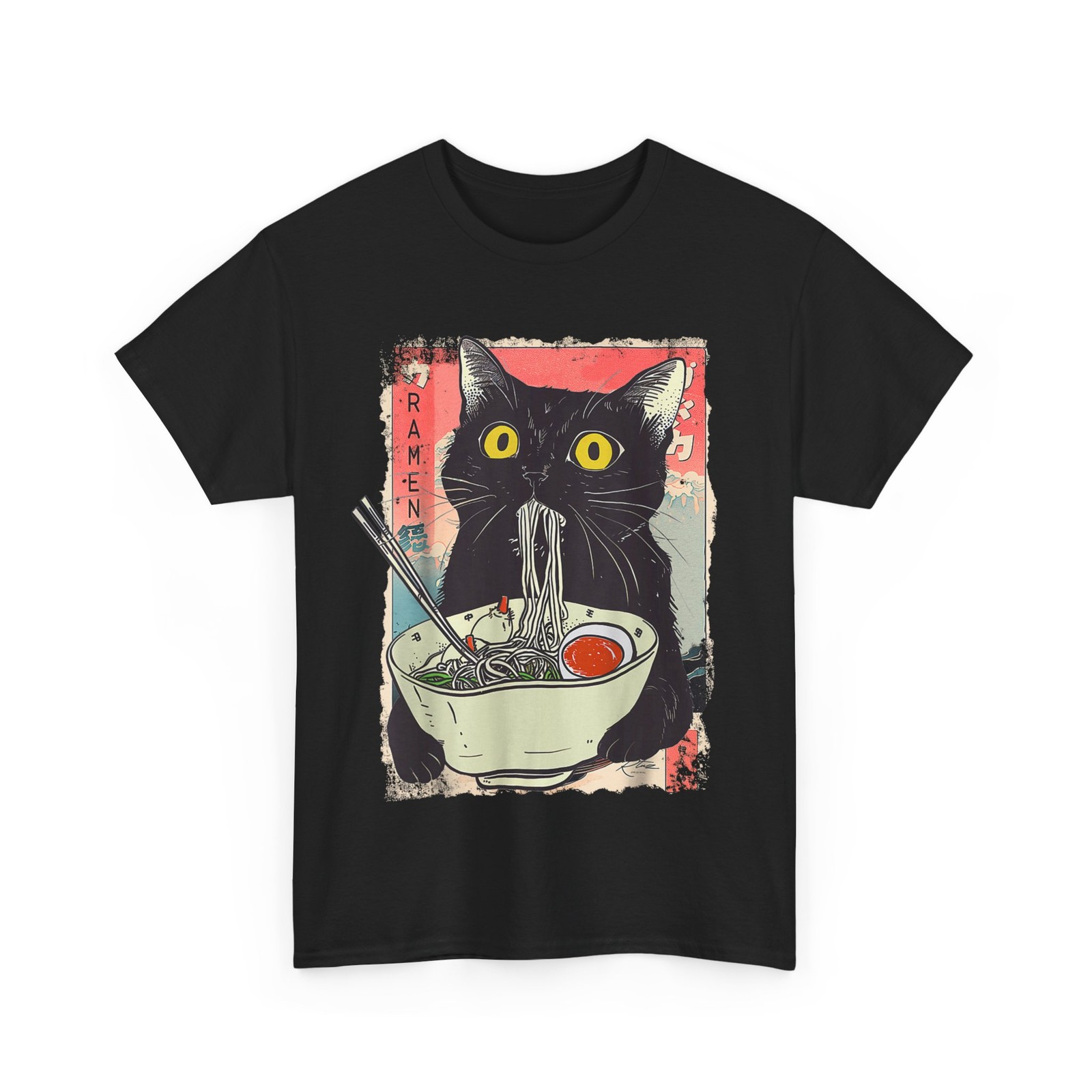 Funny Cat Ramen Noodle Japanese Anime Manga Ramen Kawaii Cat T-Shirt