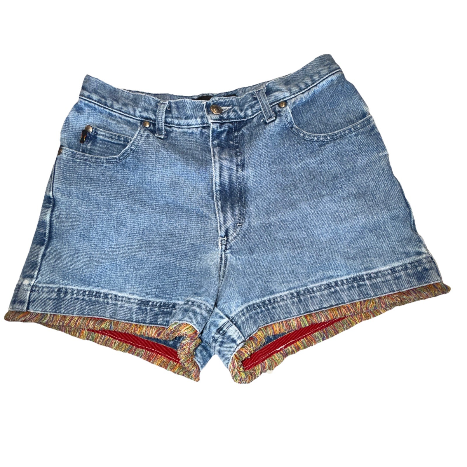 No Excuses Jean Shorts Vintage Y2K Women’s 9/10 28×3 Colorful Fringe