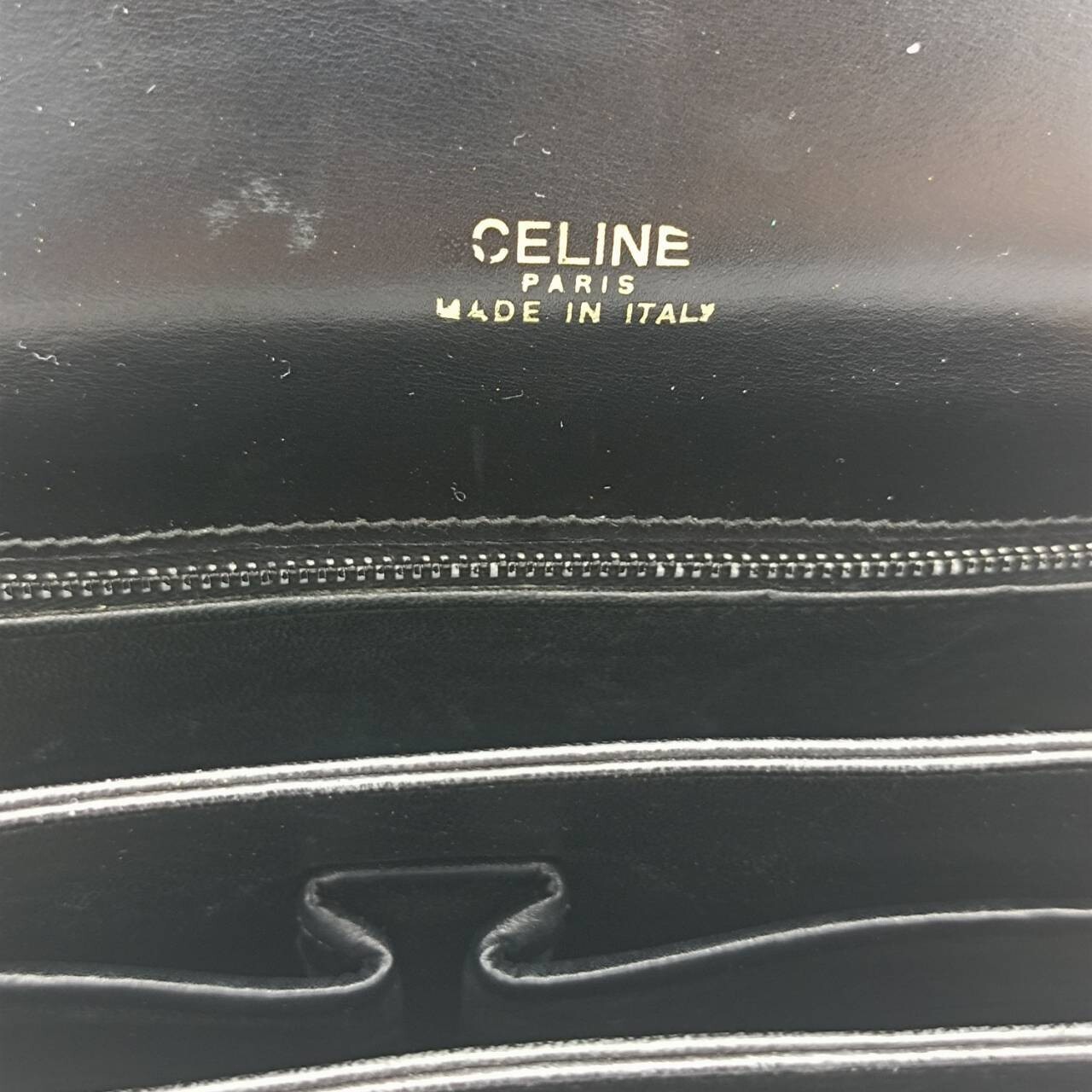 CELINE Leather Shoulder Bag Horse Carriage Gold Metal