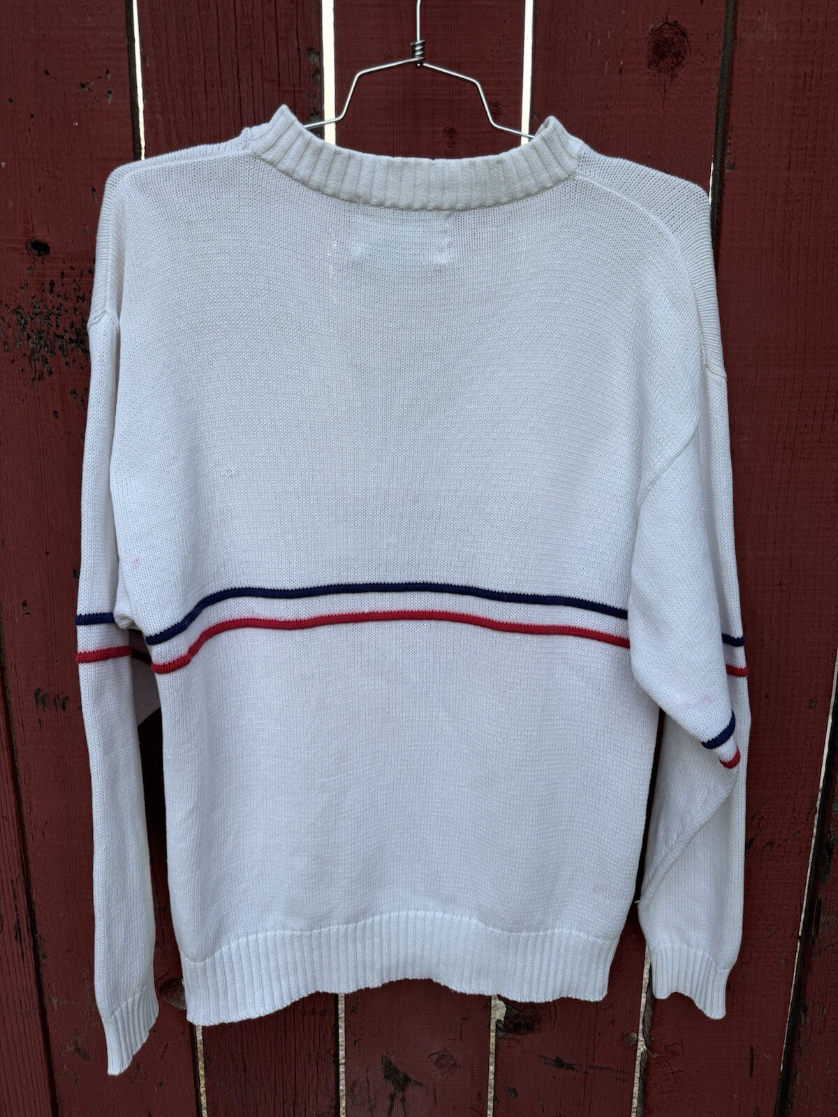 FLAWS Vintage Rowing Boat Knit Sweater Lake Preppy Nautical Summer 4th of July