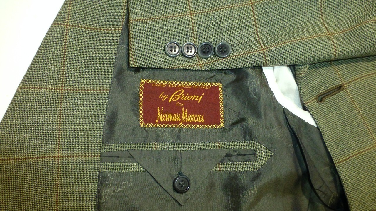 Brioni Blazer 52C/42S Green Brown Check Great Condition Jacket Sport Coat