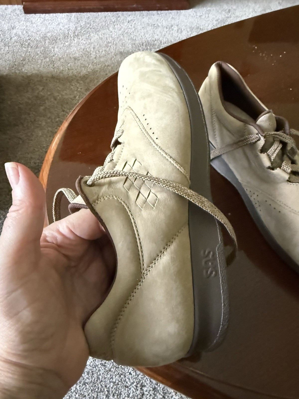SAS Tripad Comfort Beige Nubuck Lace-Up Cushioned Casual Sneakers US 8.5 woman