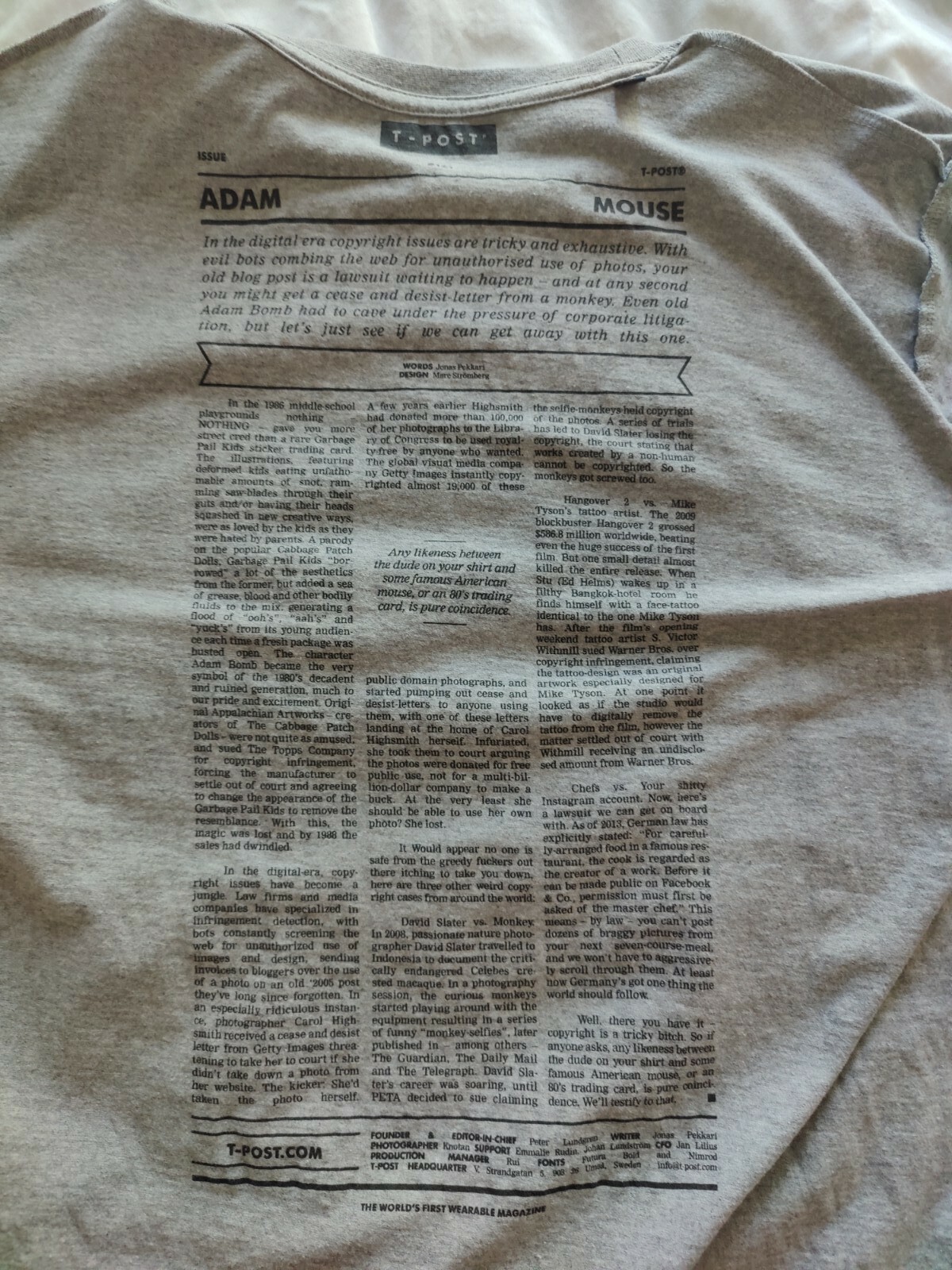 T-Post Wearable Magazine T Shirt #161 Fat Mickey Mouse Large L