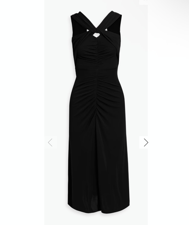Diane Von Furstenberg Black Neely Sleeveless Ruched Midi Dress 10 LBD Classic