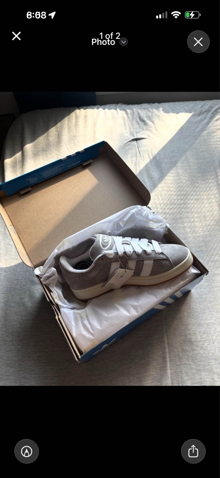 adidas Campus 00s Gray/White Low Top Lace-Up Suede Sneakers New w/ Box
