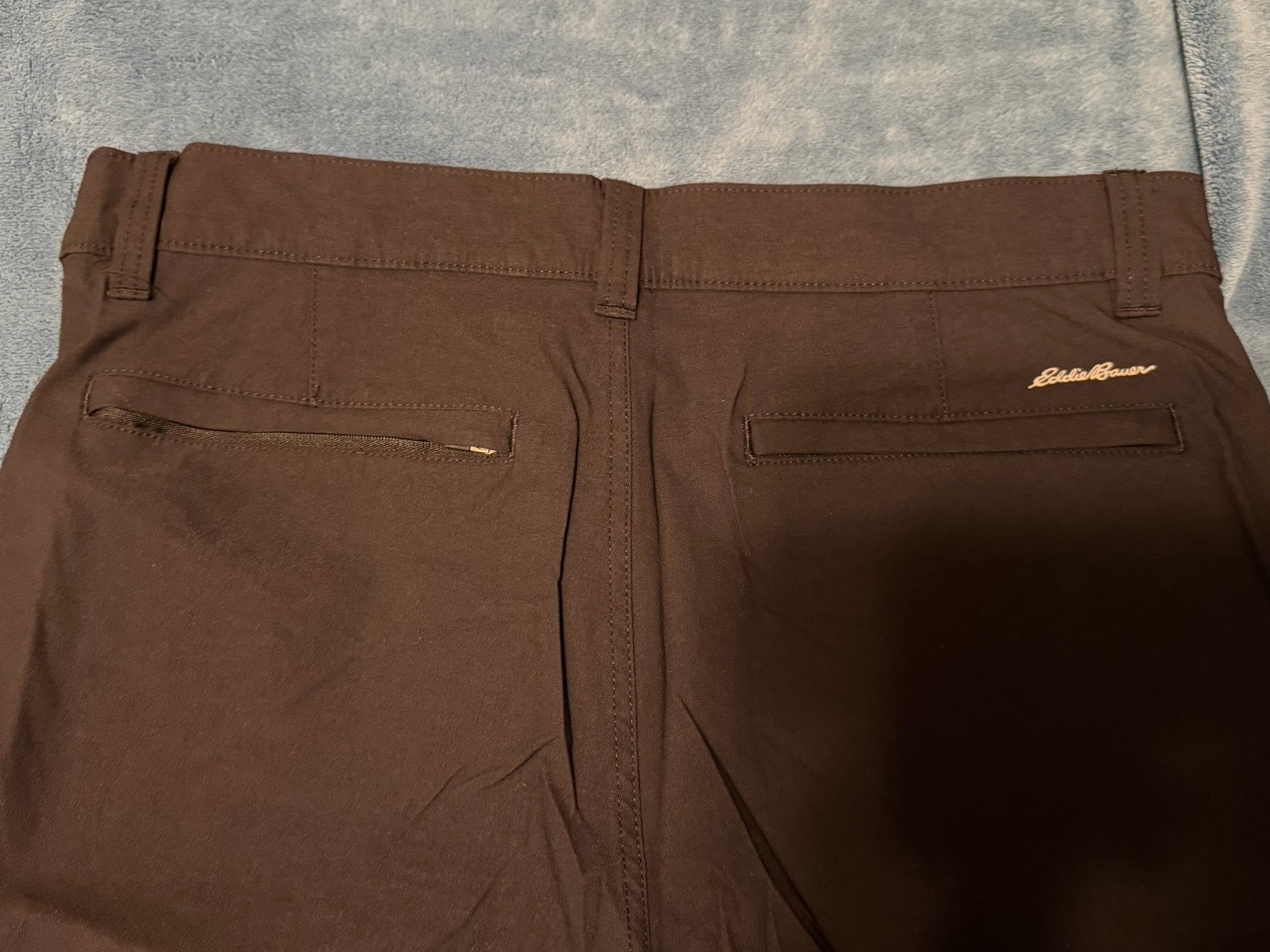 EDDIE BAUER HORIZON GUIDE CHINO PERFORMANCE PANTS BLACK MEN 33×30 BAD FLY ZIPPER
