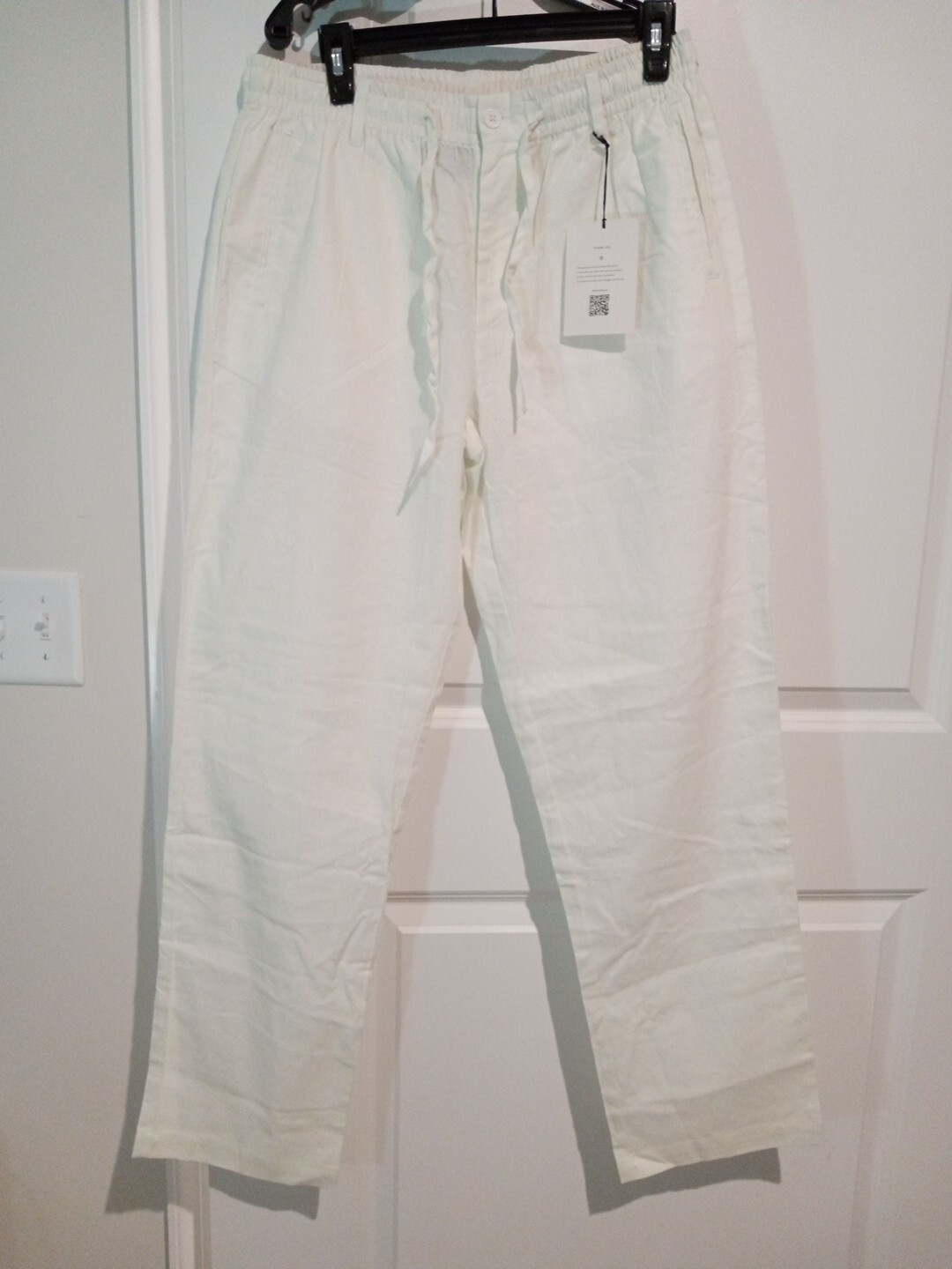 Hat and Beyond Relaxed Linen Cotton Pants, Women’s Size L White NWT