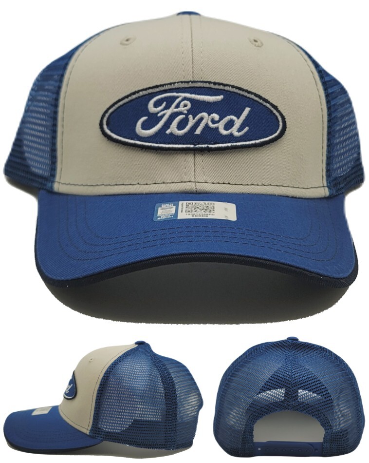 Ford Buck Wear New Cars Trucks Mesh Trucker Blue Tan Snapback Era Hat Cap