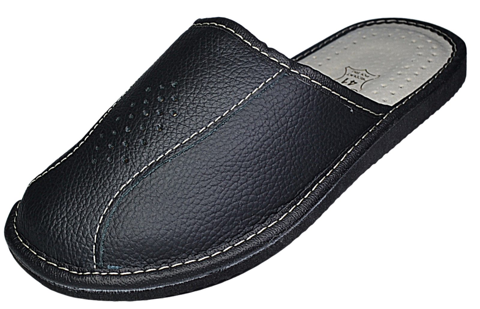 Men’s Real Leather Slippers Poland Handmade House Shoes Slip on Sheepskin Mule