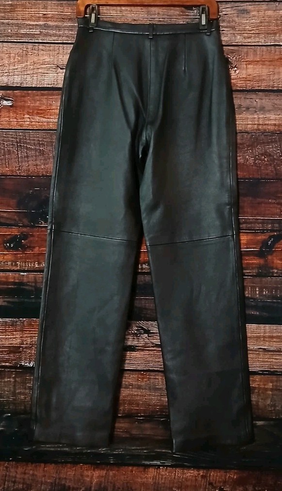 Laura Clement Collection Leather Pants Size 8 Dark Brown Real Sheep Skin Nappa