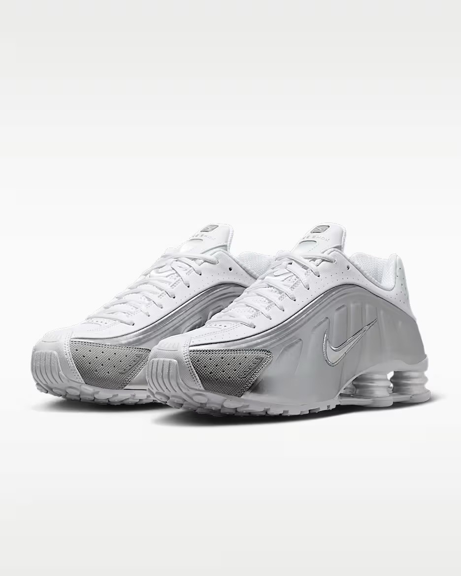 Nike Shox R4 SE Metallic Silver White Grey Athletic Sneaker IR5163-001 Men Sizes
