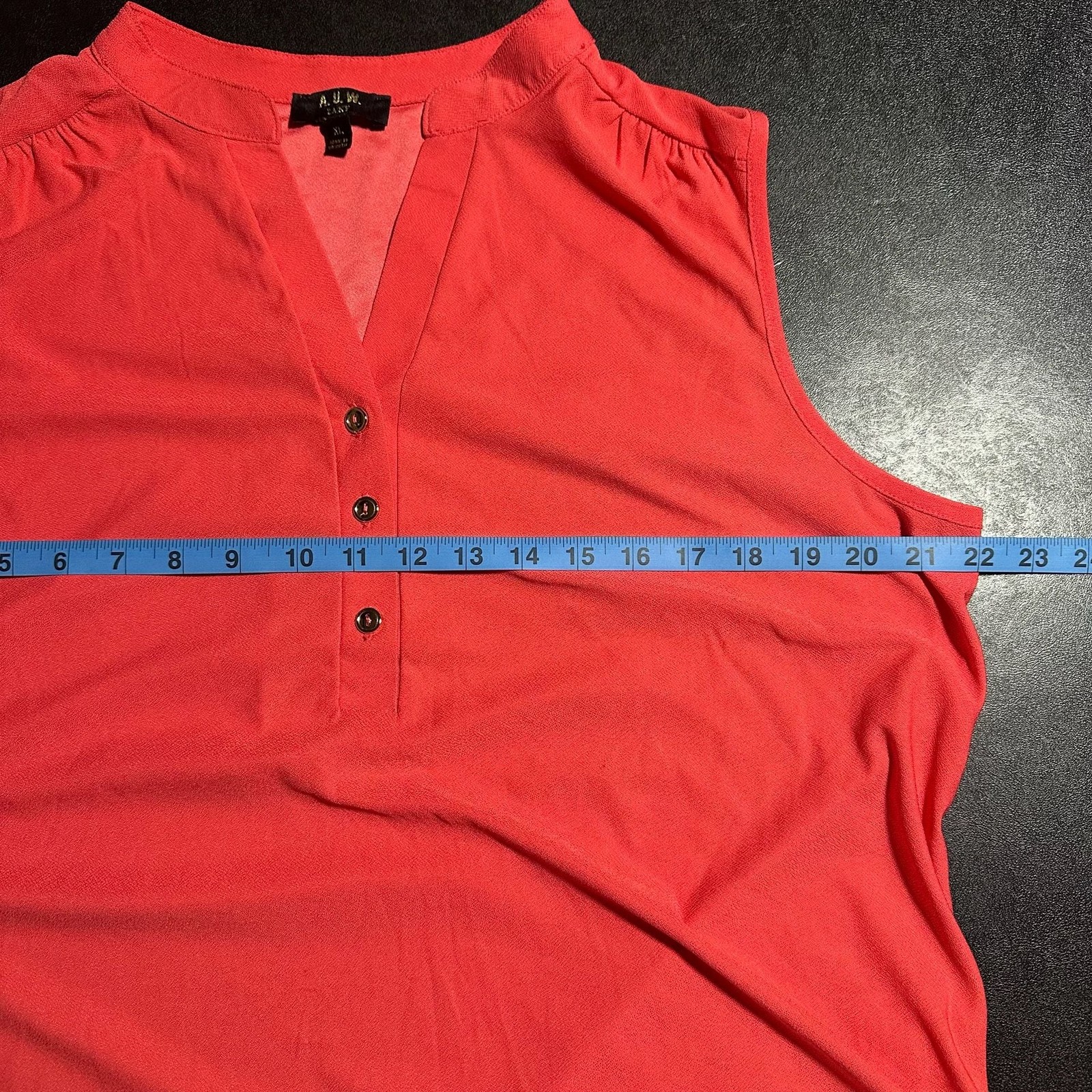 A.U.W. LANY Women’s Red Sleeveless Notch Neck Blouse