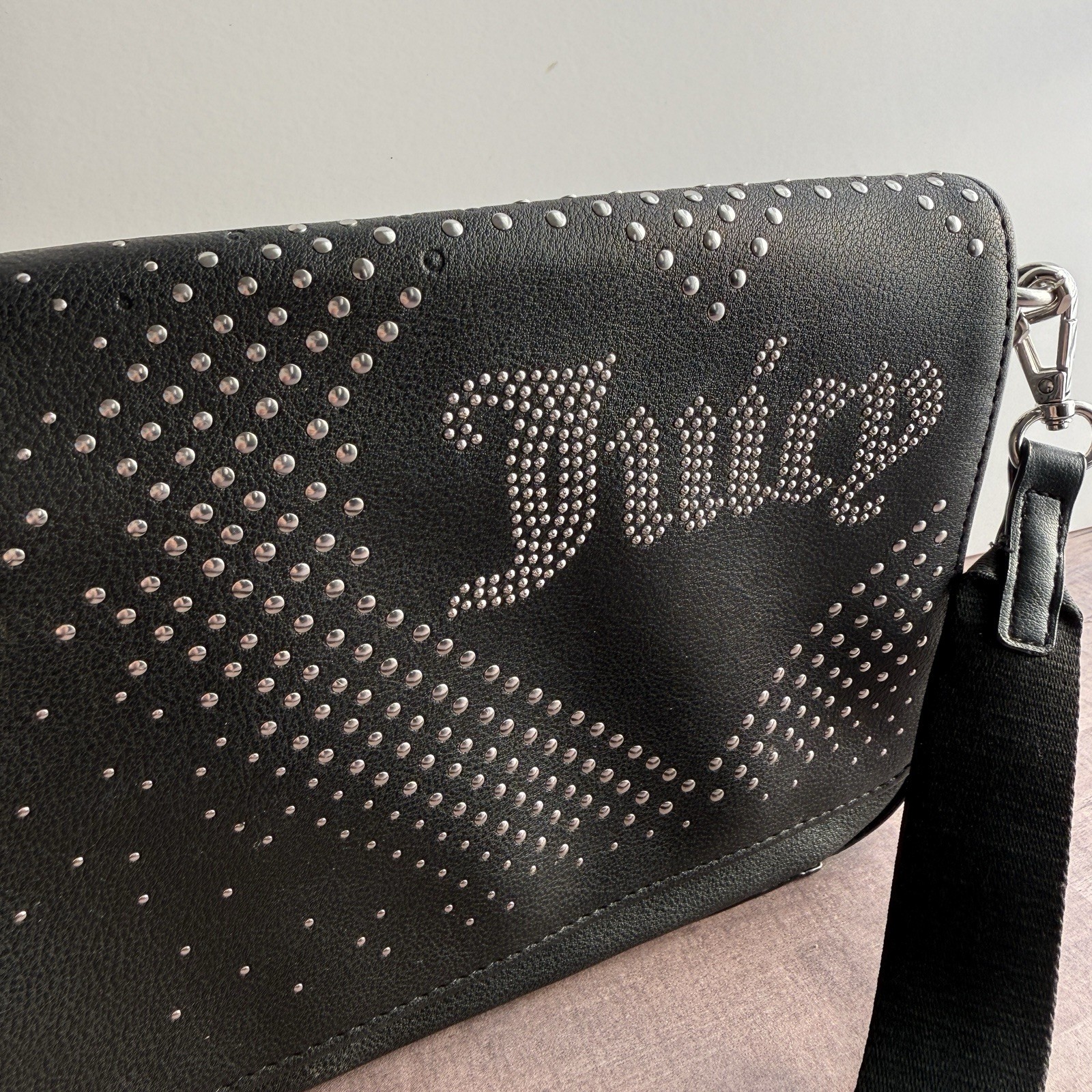 Juicy Couture Black Studded Crossbody Bag Rhinestone Logo Y2K – See Description