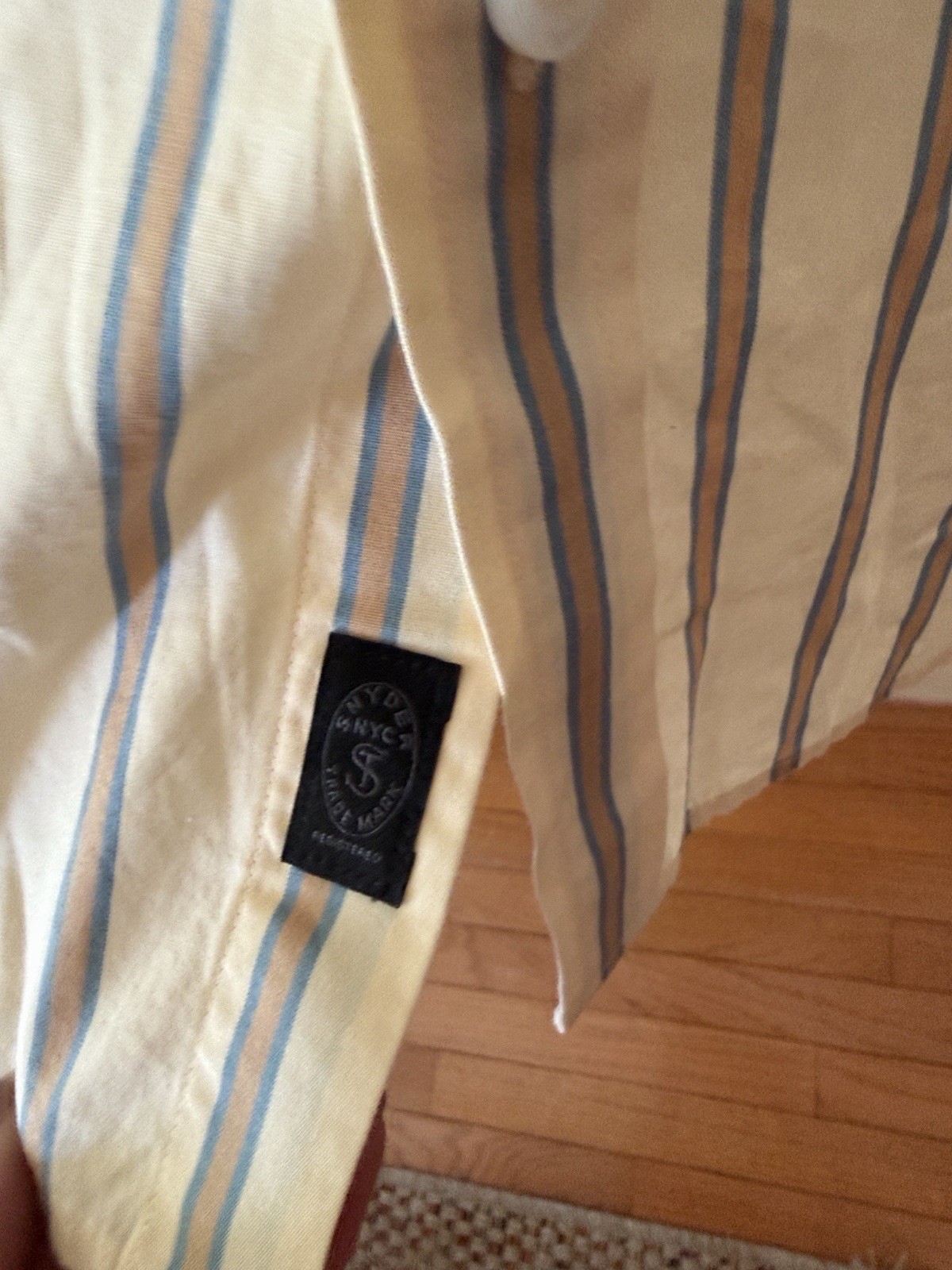 Todd Snyder Cream Khaki With Tan Stripe Dress Shirt Sz M. Box24
