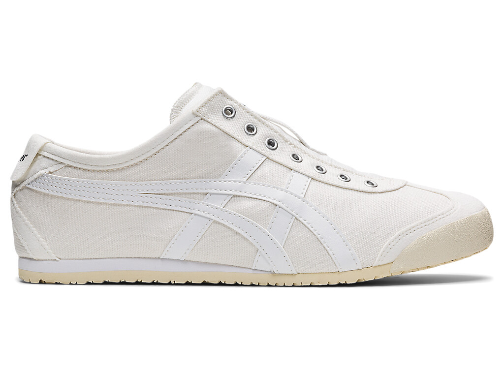 Onitsuka Tiger MEXICO 66 SLIP – ON Canvas WHITE BLACK CREAM BIRCH NAVY TRICOLOR.
