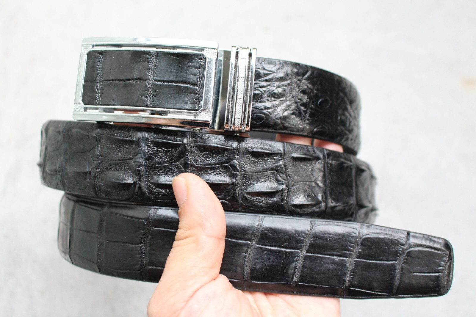 Luxury Genuine CROC Leather Skin Men’s BELT Black – W 1.3 inch