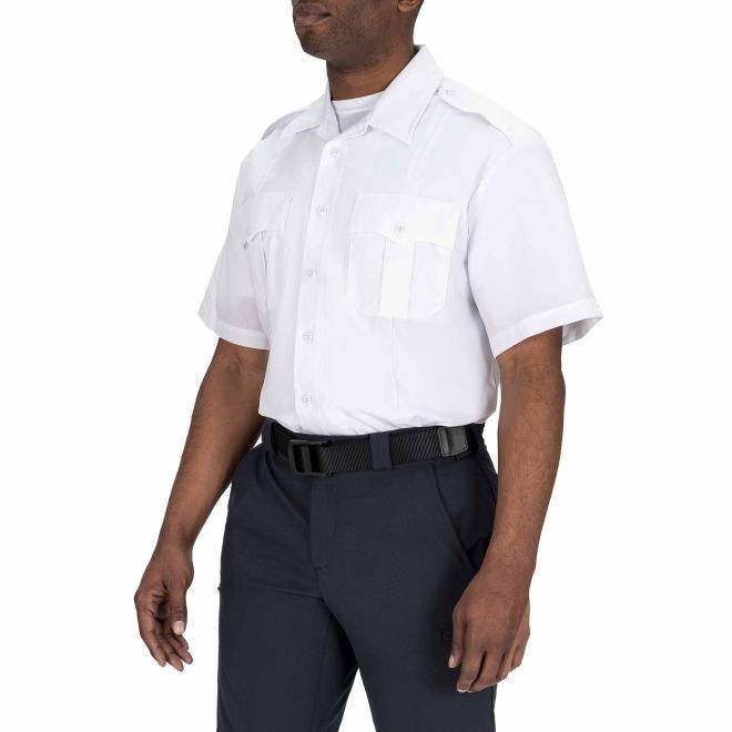 BLAUER 8421 MENS SHORT SLEEVE SHIRT COTTON BLEND WHITE