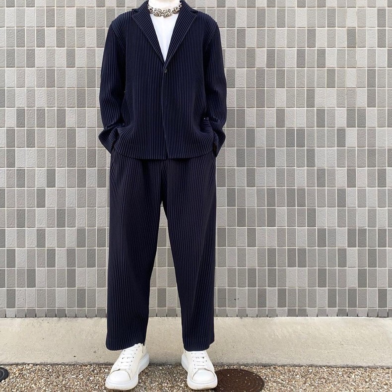 Japan Homme Plisse ISSEY MIYAKE Straight Leg Black Casual Pants JF150